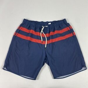 Fair Harbor Shorts Mens XXL Blue Red Swim Trunks Lined Drawstring Board